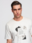 Men's cotton t-shirt with double printed logo - white V1 OM-TSPT-0211 
