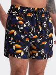 Men's swim shorts in toucans - black and navy blue V1 OM-SRBS-0140