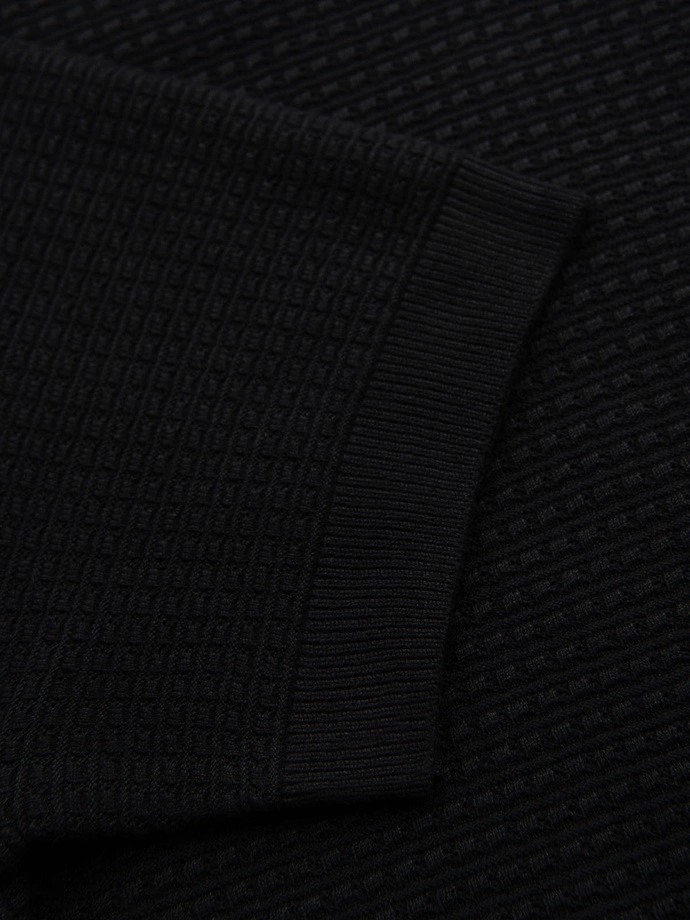 Men's structured knitted t-shirt - black V3 OM-TSCT-0253