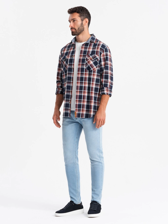 Vyriškos džinsinės SLIM FIT kelnės su elastanu - mėlynos V3 OM-PADP-0214