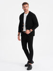 Men's structured cardigan sweater with pockets - black V1 OM-SWCD-0109