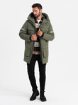 Men's insulated long jacket with reflective elements - olive V3 OM-JALJ-0169