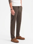 Pánské chino kalhoty REGULAR FIT s jemnou strukturou - hnědé V3 OM-PACP-0184
