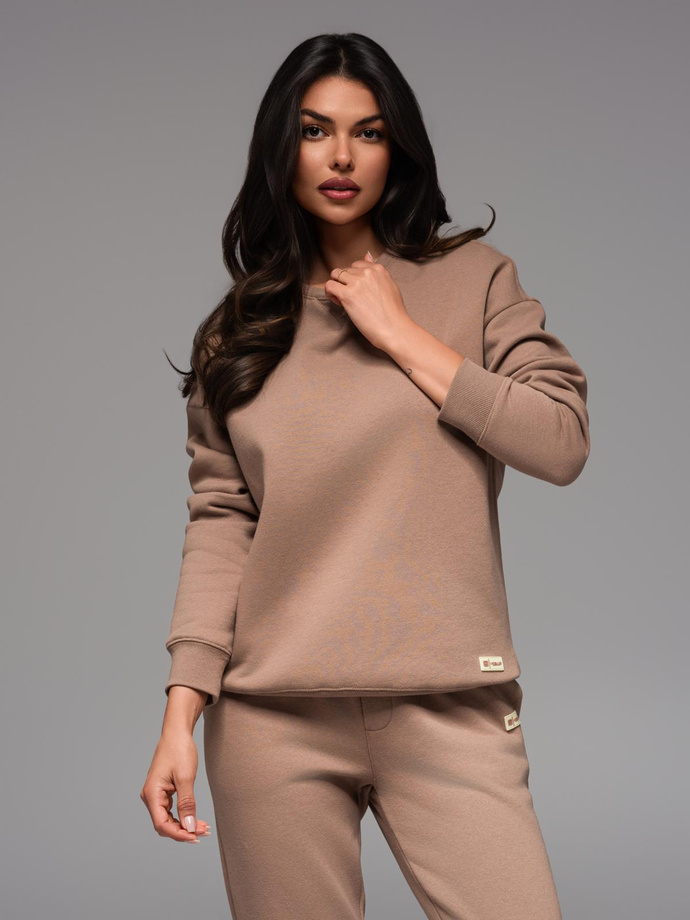 Klasická unisex mikina s kulatým výstřihem - hnědá V16 OU-SNBC-0104