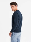 BASIC men's cotton non-stretch sweatshirt - navy blue V1 OM-SSBN-0159