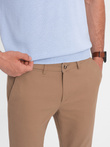 Pánské chino kalhoty SLIM FIT - světle hnědé V2 OM-PACP-0186