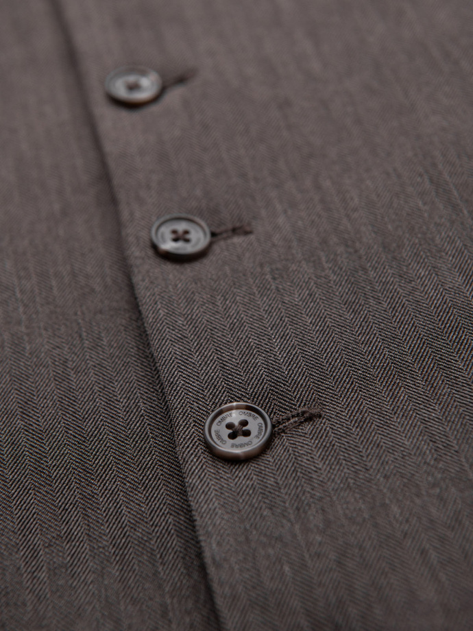 Pánská elegantní vesta SLIM FIT ve tvaru rybí kosti - grafitová V2 OM-BLZV-0143