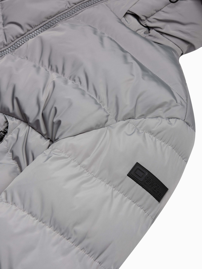 Men's winter jacket with unusual quilting - gray V6 OM-JAHP-0127