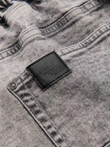 Men's denim jogger pants with rips and zippers - gray V4 OM-PADJ-0243