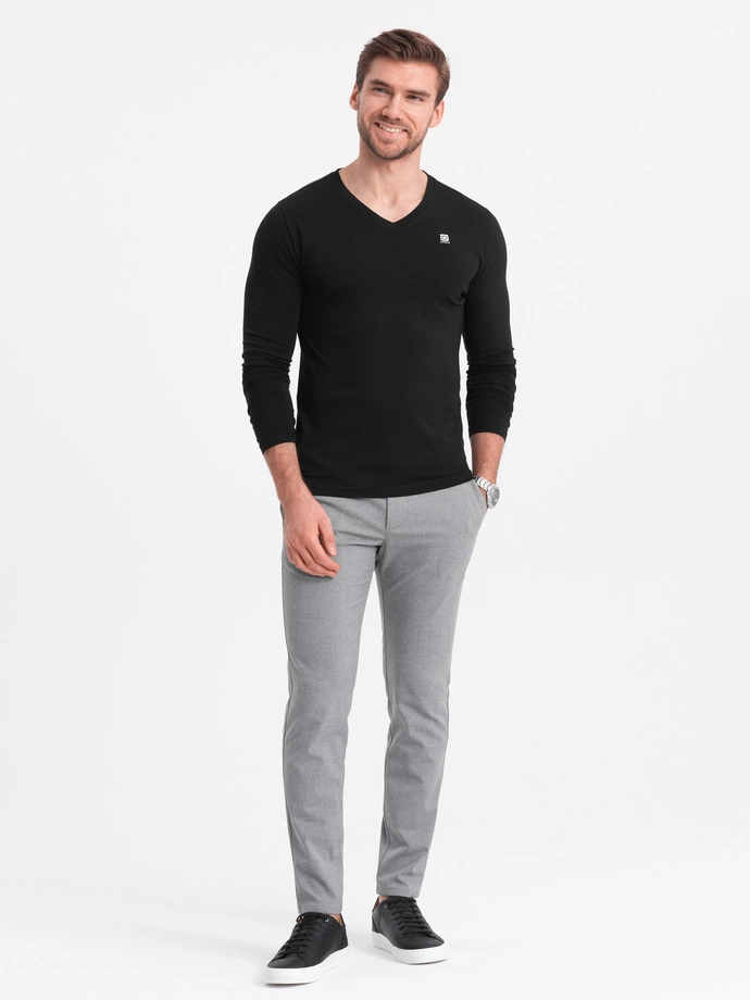 Signature men's elastane longsleeve with a crew neckline - black V3 OM-LSCL-0110