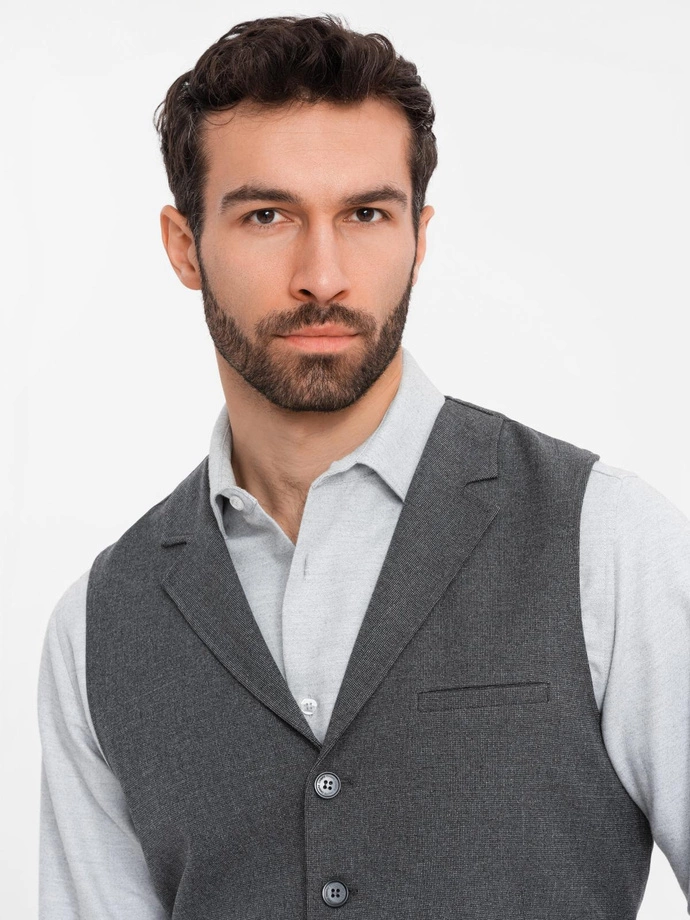 Men's suit vest with collar - graphite V2 OM-BLZV-0109