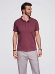 Men's polo t-shirt with decorative buttons - maroon V6 S1744