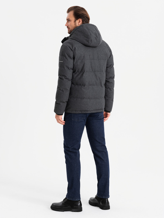 Men's lightweight jacket with mesh lining and hood - black V2 OM-JAHP-0203