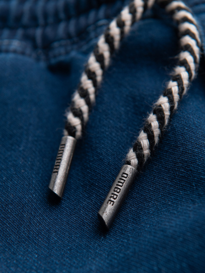 Men's denim jogger pants with drawstring waist - dark blue V3 OM-PADJ-0242