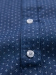 Men's patterned thin denim shirt with pocket - blue V2 OM-SHDS-0179