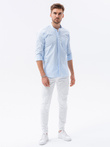 Men's elegant shirt with long sleeves - light blue K307