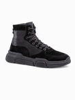 Men's ankle sneaker boots with sculpted sole - black V1 OM-FOBO-0122