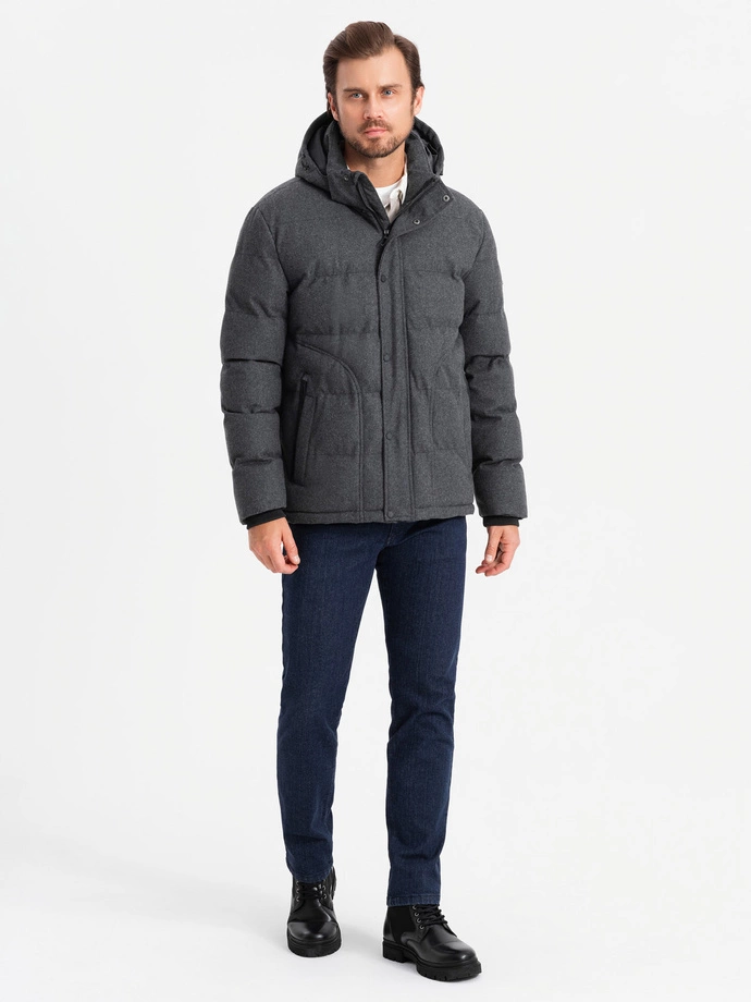 Men's lightweight jacket with mesh lining and hood - black V2 OM-JAHP-0203