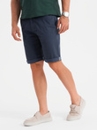 Men's classic chino shorts with rolled up leg - navy blue V10 OM-SRCS-0197