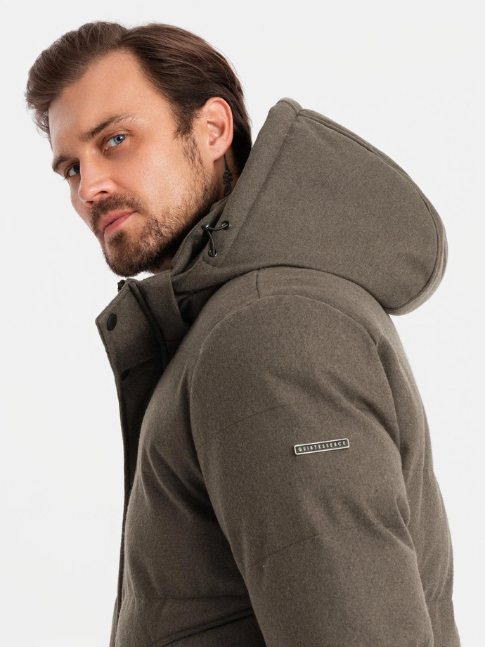 Men's lightweight jacket with hood and mesh lining - olive V4 OM-JAHP-0203