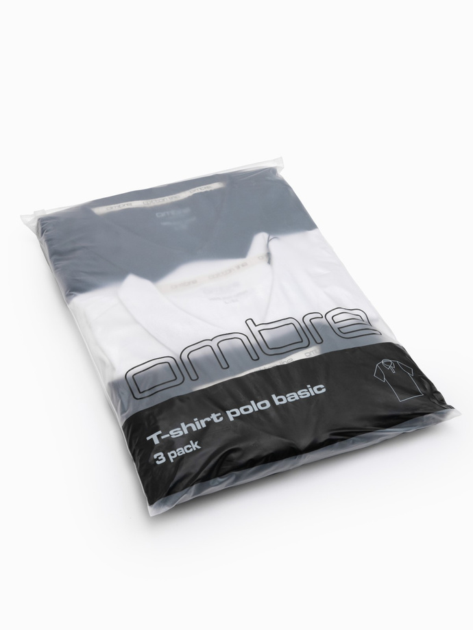 BASIC medvilniniai vyriški polo marškinėliai - juodi/ tamsiai mėlyni/balti V1 OM-POBS-0133