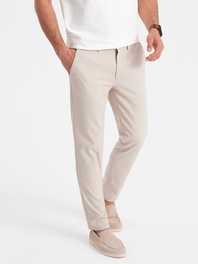 Pánské chino kalhoty SLIM FIT - krémové V1 OM-PACP-0186