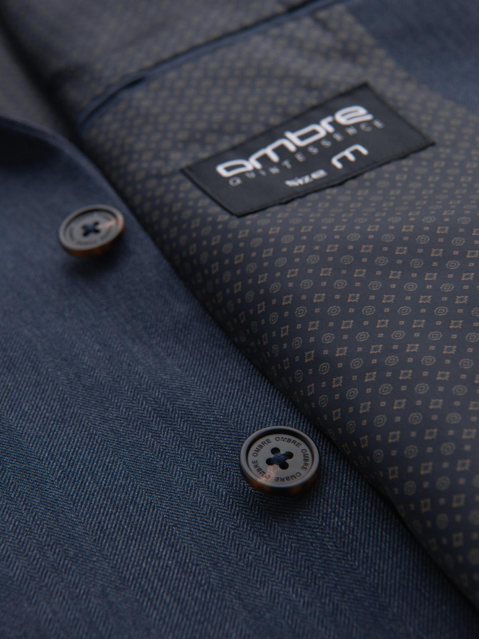 Elegantní pánská bunda SLIM FIT s rayonem - tmavě modrá V3 OM-BLZB-0135
