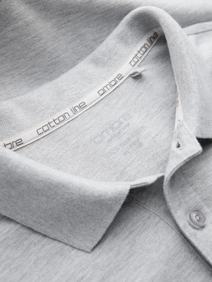 Tricou polo BASIC tricot piqué pentru bărbați, o singură culoare - gri V20 OM-POBS-0100