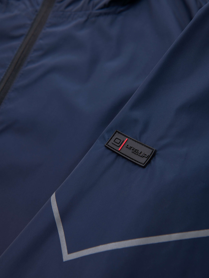 Jachetă sport pentru bărbați cu reflectoare - albastru marin și roșu V3 OM-JANP-0105