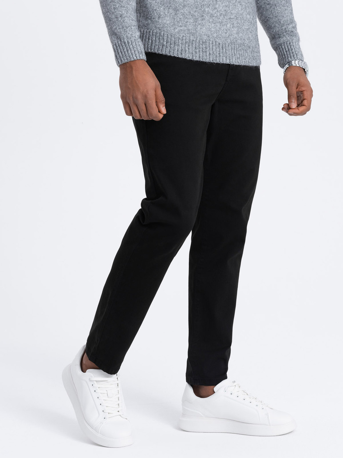 Pantaloni chino croiți pentru bărbați - negru V1 OM-PACP-0151
