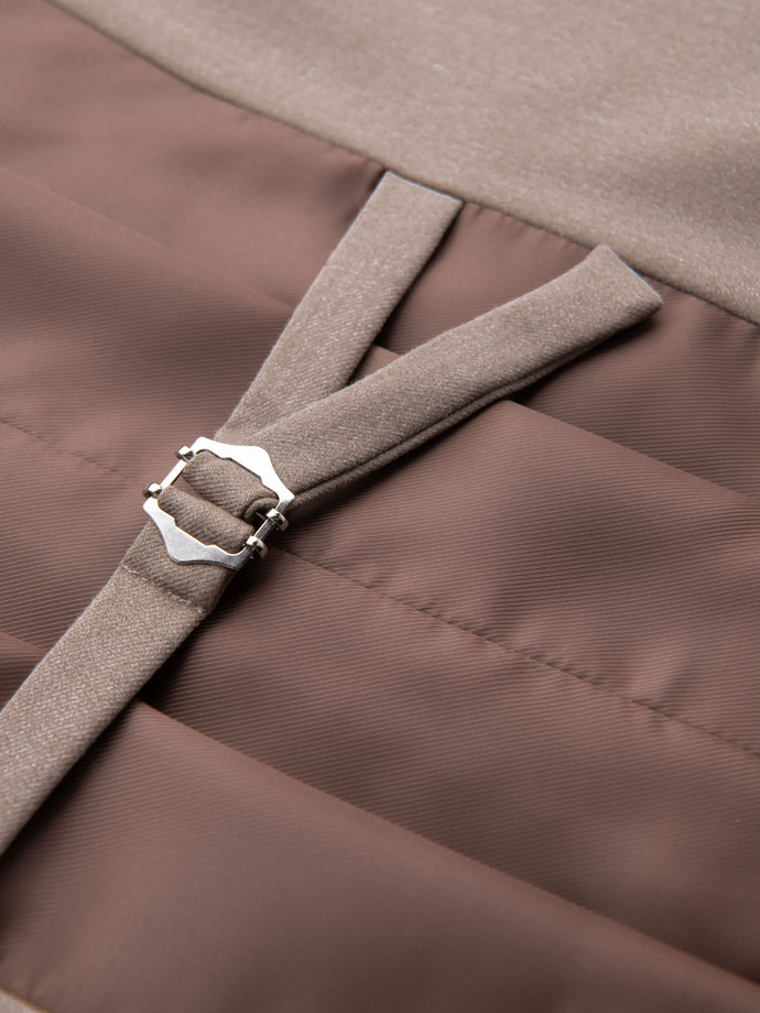 Men's suit vest with classic detailing and lining - beige V1 OM-BLZV-0142