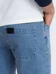 Pantaloni de jogger din denim pentru bărbați cu cusături - albastru V2 OM-PADJ-0113