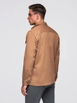 Men's REGULAR FIT cotton shirt with buttoned pockets - camel V2 OM-SHCS-0146
