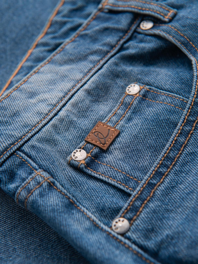 Pánske džínsové krátke šortky s roztrhnutými nohavicami a dierami - modré V3 OM-SRDS-0157