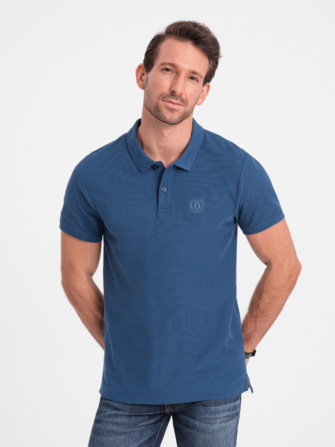 Men's pique knit polo shirt - dark blue V13 S1374