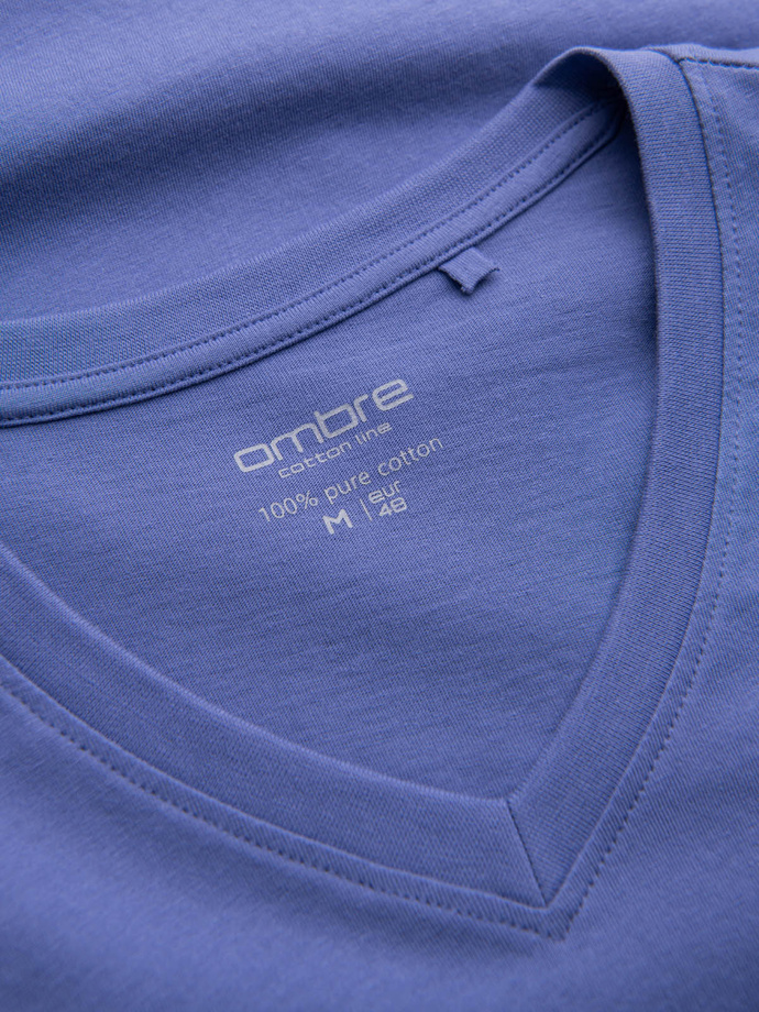 BASIC men's cotton classic tee with v-neck - purple V12 OM-TSBS-0145