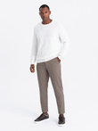 Men's RELAXED FIT knit sweater in diamond weave - broken white V1 OM-SWSW-0110