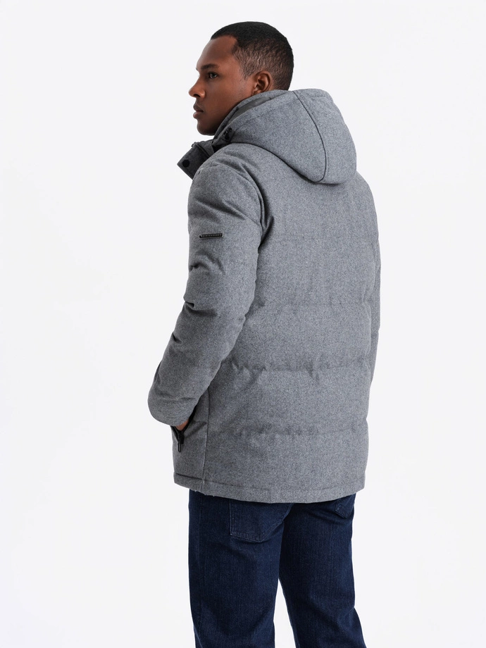 Men's lightweight jacket with mesh lining and hood - grey V1 OM-JAHP-0203
