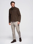 Men's retro biker jacket with stand-up collar - brown V1 OM-JAFL-0197