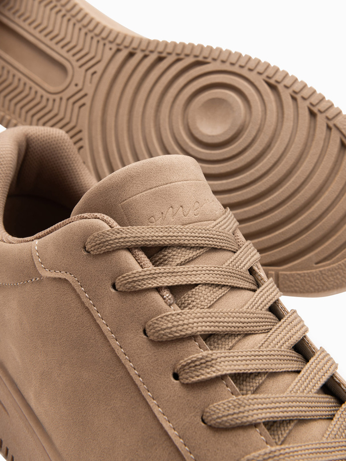 Unisex pánská ležérní obuv z eko nubuku - světle hnědá V1 OM-FOCS-0151