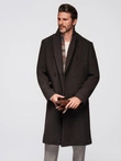 Men's double-breasted wool coat - dark brown V3 OM-COWC-0133