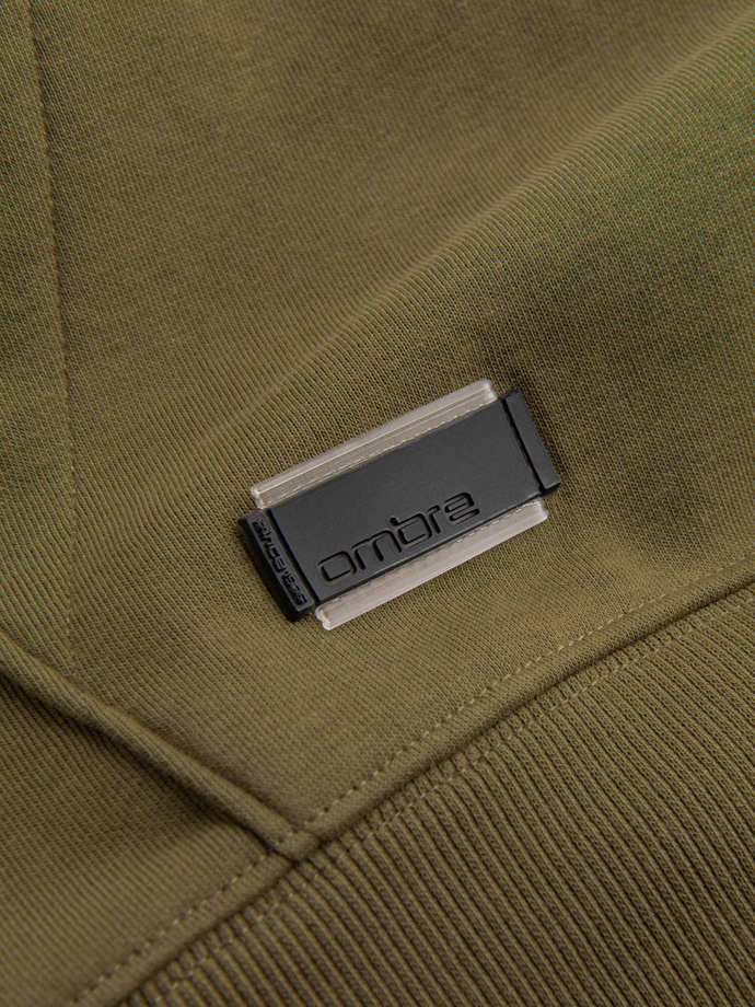 BASIC vyriškas medvilninis megztinis su gobtuvu - alyvinis V2 OM-SSBN-0161