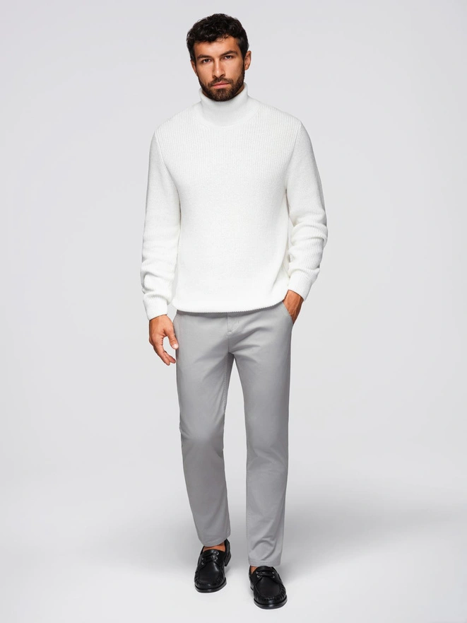 Men's chino pants with decorative waistband - gray V6 OM-PACP-0118