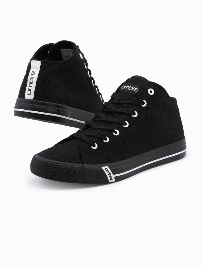 Pantofi de bărbați pantofi de sport cu elemente contrastante - negru V2 OM-FOTH-0125