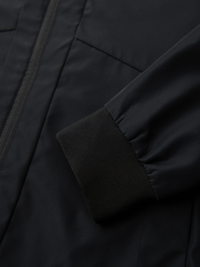 Pánska ľahká bunda so sieťovanou podšívkou a kapucňou - čierna V4 OM-JANP-0149