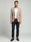 Elegantiška vyriška SLIM FIT striukė su rayonu - smėlio spalvos V2 OM-BLZB-0135