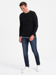 Men's cotton sweater with round neckline - black V1 OM-SWSW-0103