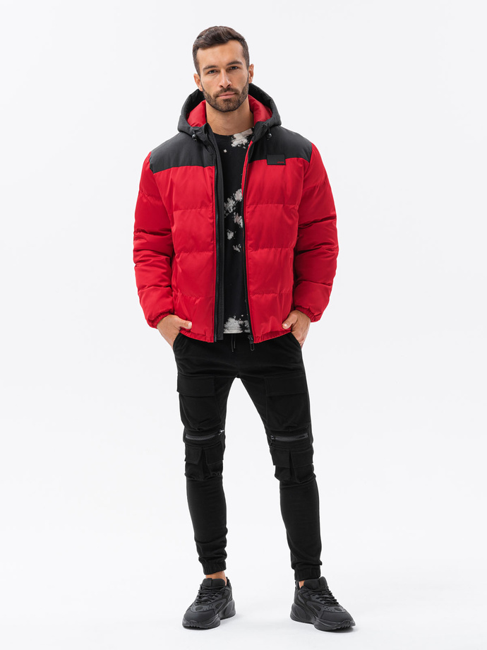 Men's winter jacket - red C458