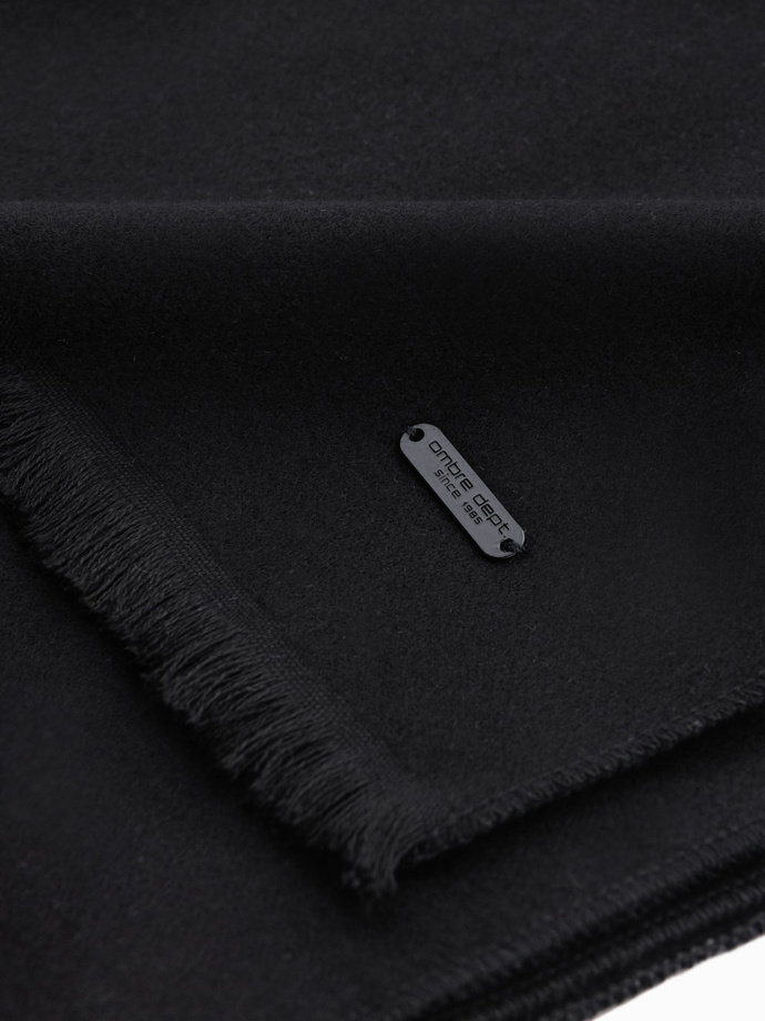Monochrome men's scarf with tassels - black V1 OM-ACSF-0116
