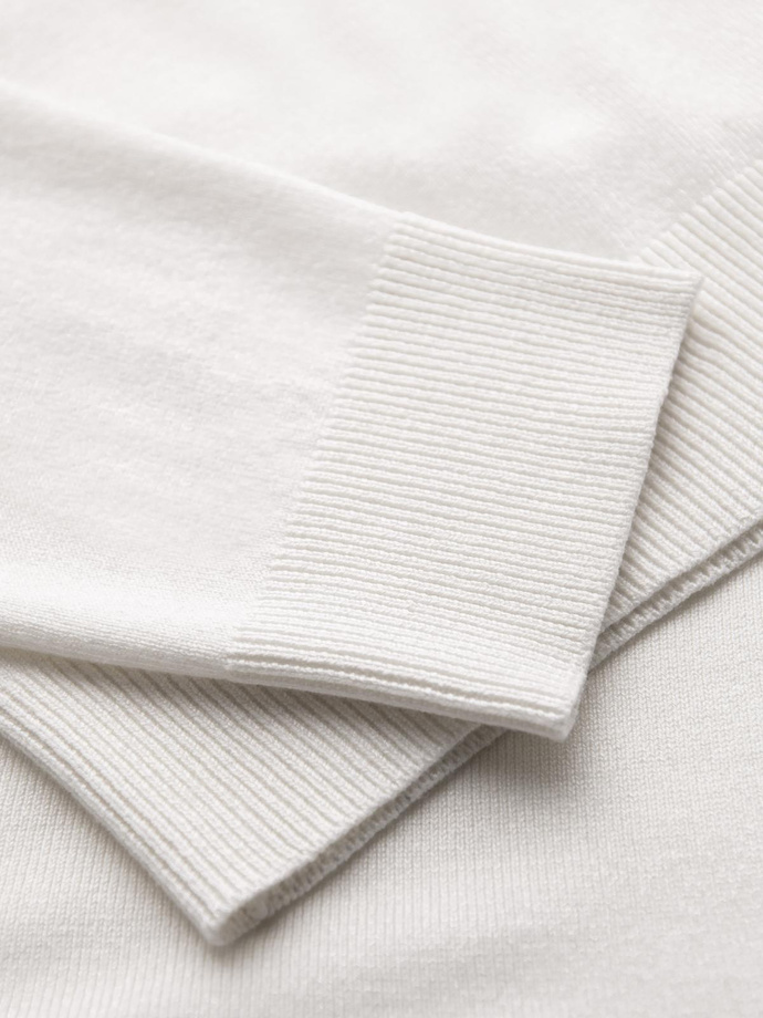 Men's knitted fitted turtleneck with viscose - ecru V3 OM-SWTN-0101